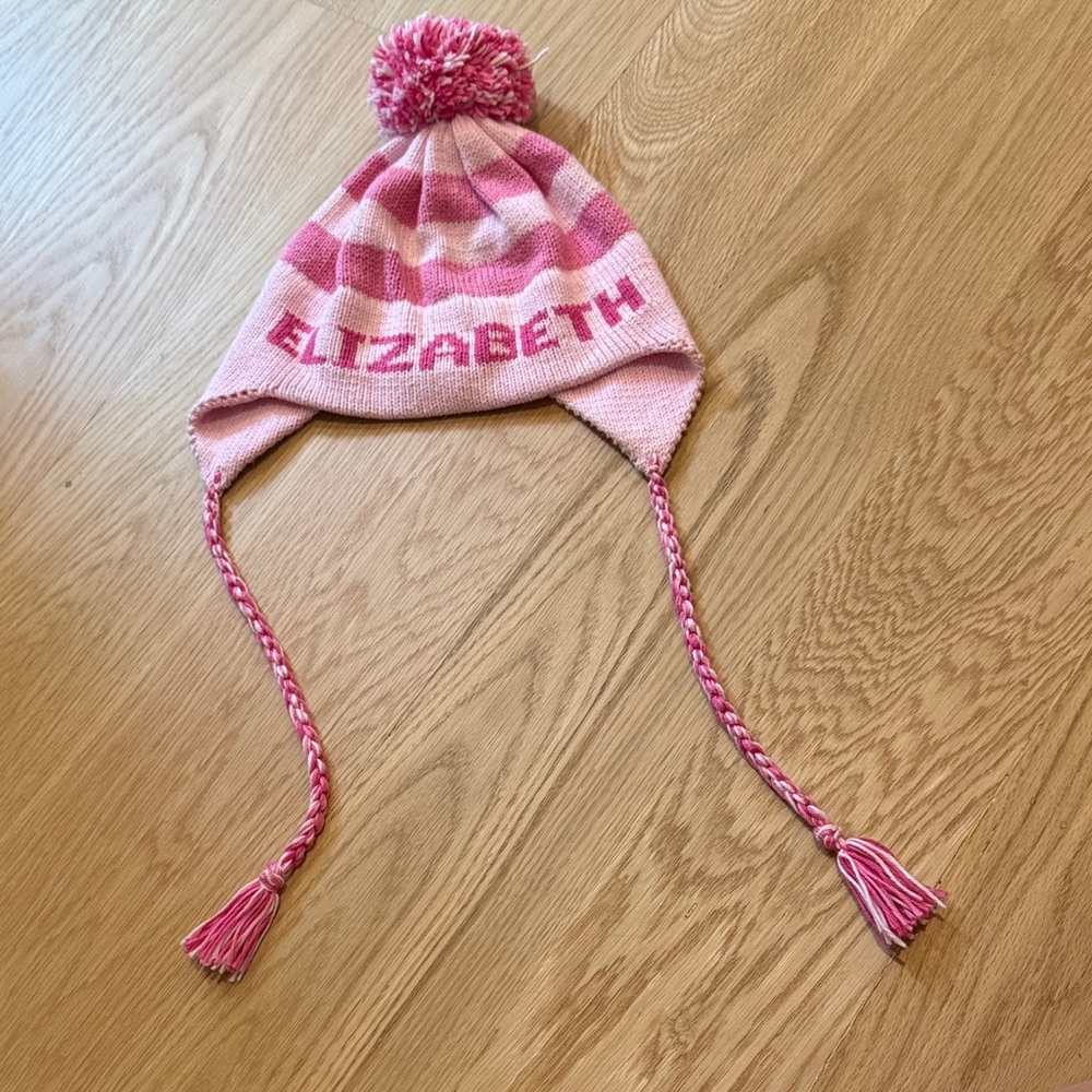 Pink Personalized Knit Pom-Pom Winter Hat for Kids